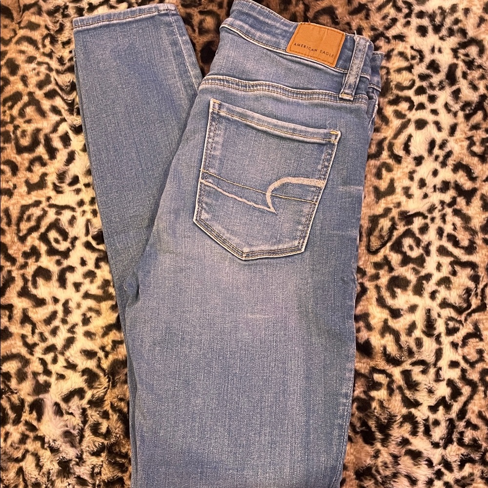 American Eagle Outfitters Women's Light Blue Super High Rise Jegging Jeans